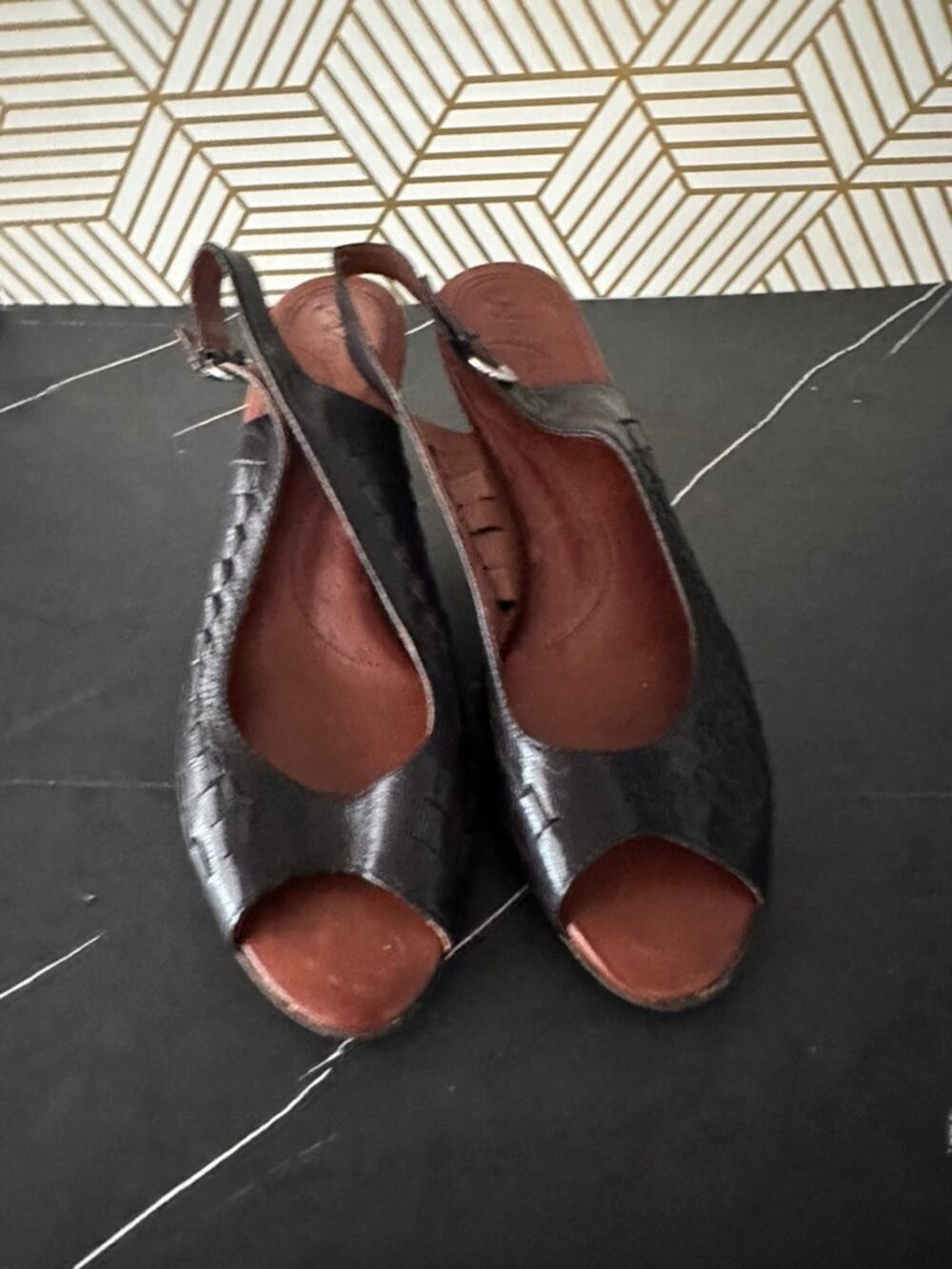 NAYA Fandanga Women's Black Leather Open Toe Heel | Size 11 N
